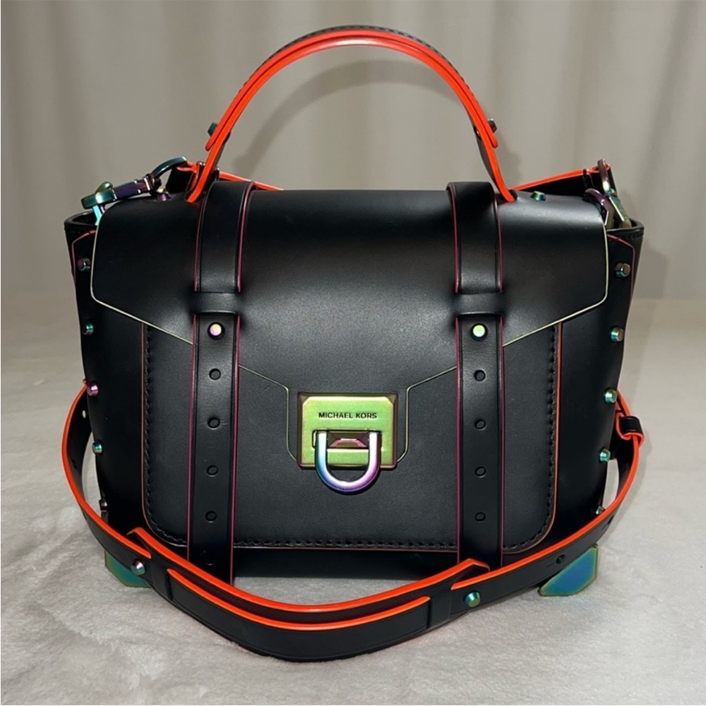 Michael Kors Black Satchel with Orange Trim